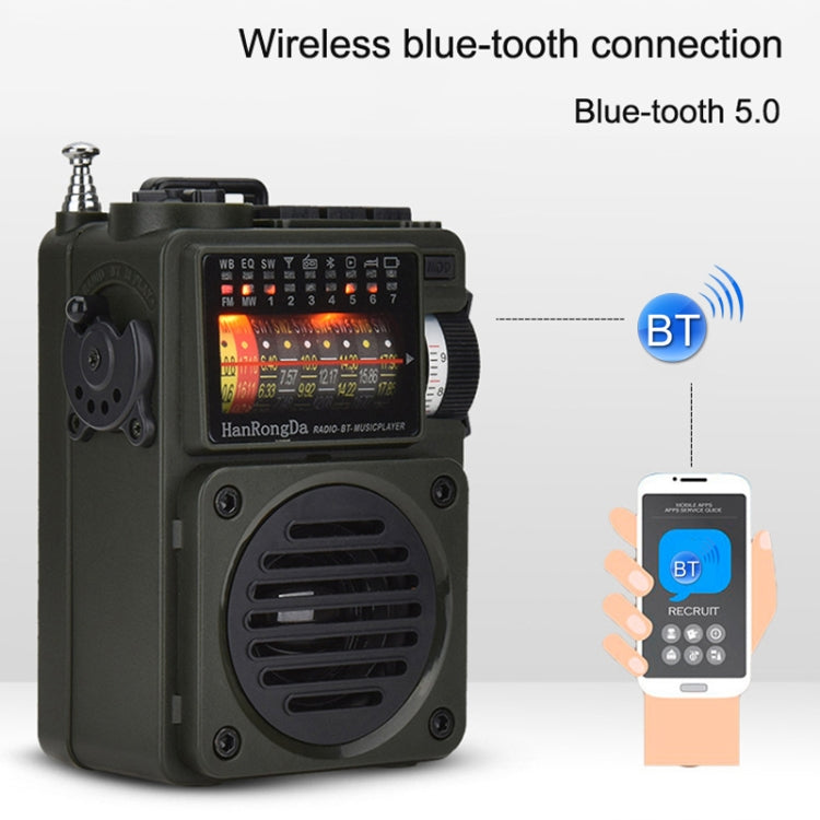 HanRongda HRD-700 Full Band Bluetooth MP3 Play Radio Station Memory Mechanical Tuning Radio(Green) - free shipping - PMC TechLife - Order now!
