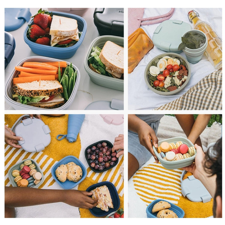 1100ml Silicone Folding Lunch Box Travel Bowl Microwave & Dishwasher Safe(Gray) - Preservation Supplies by PMC TechLife | Online Shopping South Africa | PMC TechLife