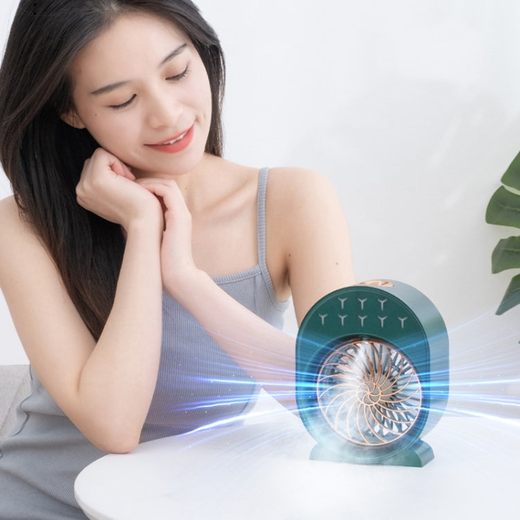 USB Spray Humidification Air Conditioning Fan Small Portable Desktop Air Cooler, Style: Plug-in (Green) - free shipping - PMC TechLife - Order now!