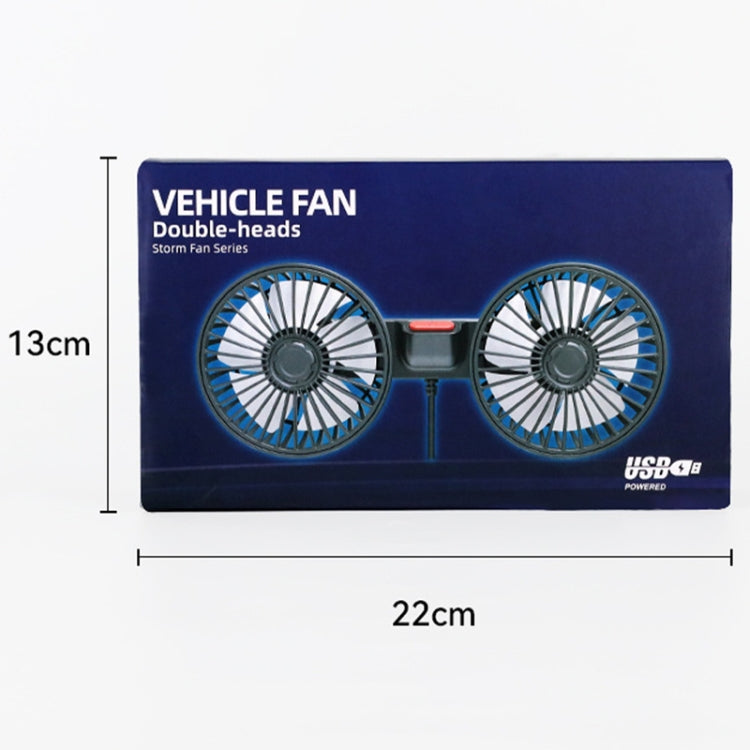 12V/24V Car Rear Seat Back USB Interface Powerful Double-headed Fan(F4207) - Heating & Fans by PMC TechLife | Online Shopping South Africa | PMC TechLife | Buy Now Pay Later Mobicred