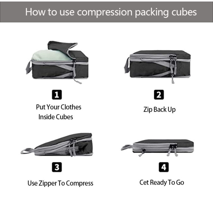 9 In 1 Compression Packing Cubes Expandable Travel Bags Luggage Organizer(Beige) - Storage Bags by PMC TechLife | Online Shopping South Africa | PMC TechLife | Buy Now Pay Later Mobicred