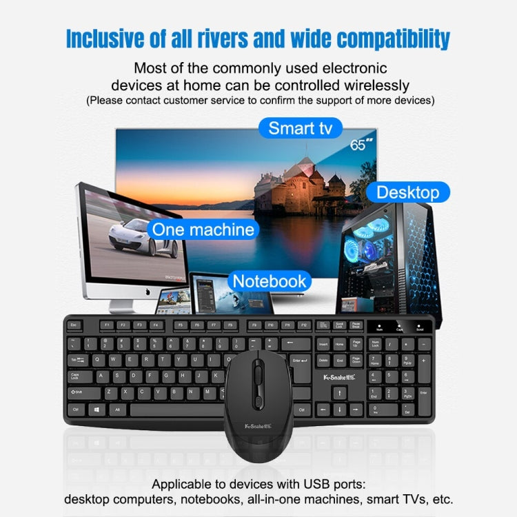 K-Snake WK800 Wireless 2.4G Keyboard Mouse Set Tabletop Computer Notebook Business Office House Use, Color: White - free shipping - PMC Jewellery - Order now!