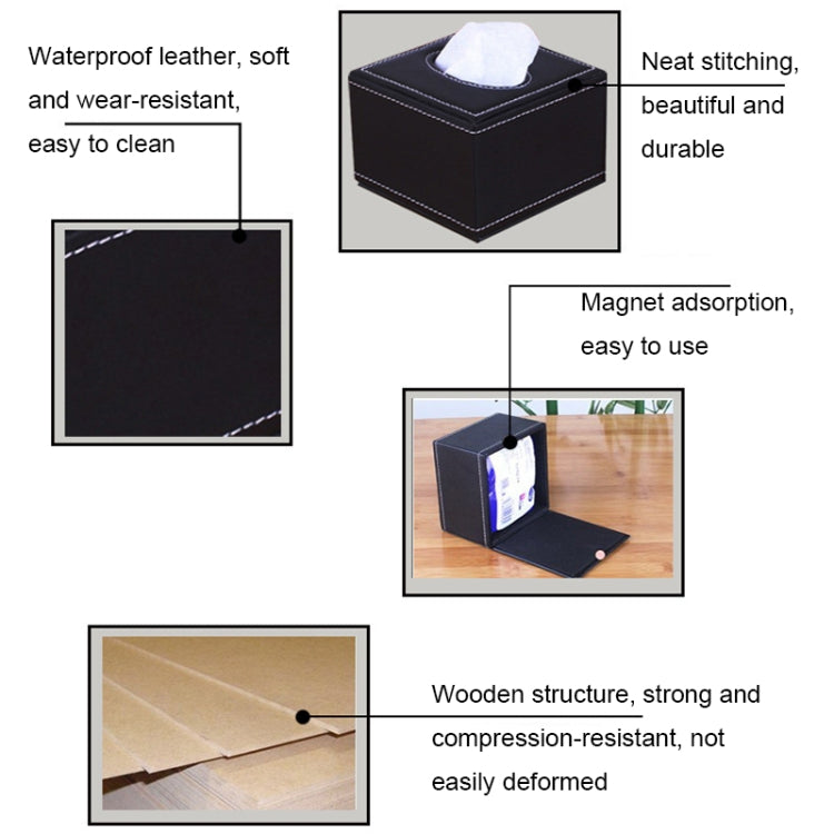 Crocodile Pattern Hotel Restaurant Leather Square Paper Box Car Tissue Box - Tissue Boxes by PMC TechLife | Online Shopping South Africa | PMC TechLife | Buy Now Pay Later Mobicred