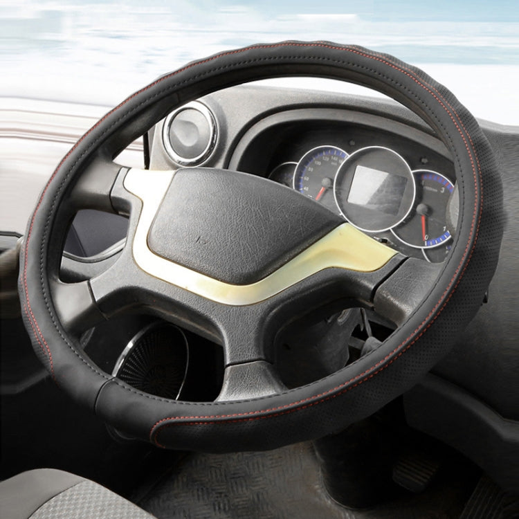 50cm Leather Truck Steering Wheel Cover(Black Red Line) - Steering Wheel Accessories by PMC TechLife | Online Shopping South Africa | PMC TechLife | Buy Now Pay Later Mobicred