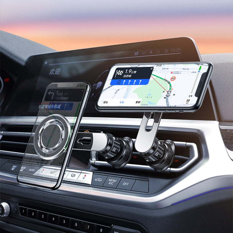 720 Degree Rotating Air Outlet Car Phone Holder Universal Magnetic Navigation Bracket(Silver) - Car Holders by PMC TechLife | Online Shopping South Africa | PMC TechLife | Buy Now Pay Later Mobicred