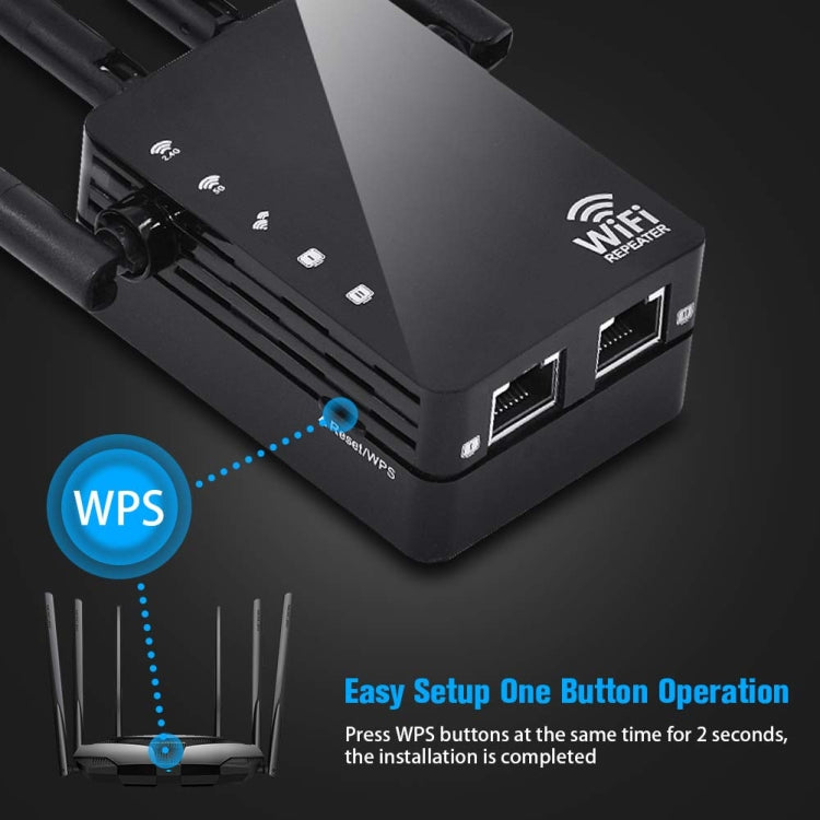5G/2.4G 1200Mbps WiFi Range Extender WiFi Repeater With 2 Ethernet Ports EU Plug White - Broadband Amplifiers by PMC Jewellery | Online Shopping South Africa | PMC Jewellery | Buy Now Pay Later Mobicred