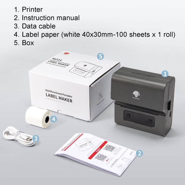 Phomemo M221 Thermal Wireless Label Printer Barcode Bluetooth Label Maker(Blue) - Printer by PMC TechLife | Online Shopping South Africa | PMC TechLife | Buy Now Pay Later Mobicred