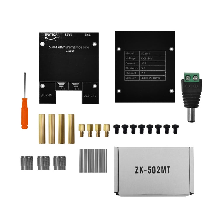 ZK-502MT 50W x 2 2.0 Stereo Bluetooth Audio Digital HIFI Power Pipe Module - Breadboard / Amplifier Board by PMC TechLife | Online Shopping South Africa | PMC TechLife