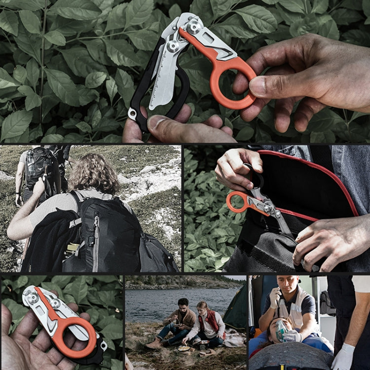 Multifunctional Outdoor First Aid Equipment Foldable Gadget Scissors(Black And Orange) - Emergency Tools by PMC TechLife | Online Shopping South Africa | PMC TechLife