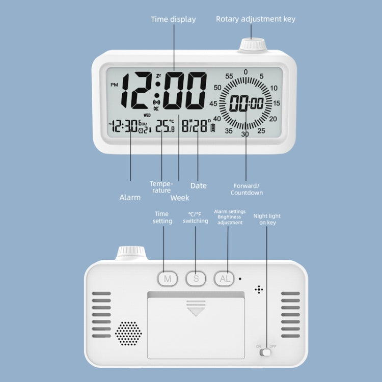 Visual Timer Alarm Clock Dual Display LCD Time Reminder(White) - Alarm Clocks by PMc TechLife | Online Shopping South Africa | PMc TechLife | Buy Now Pay Later Mobicred