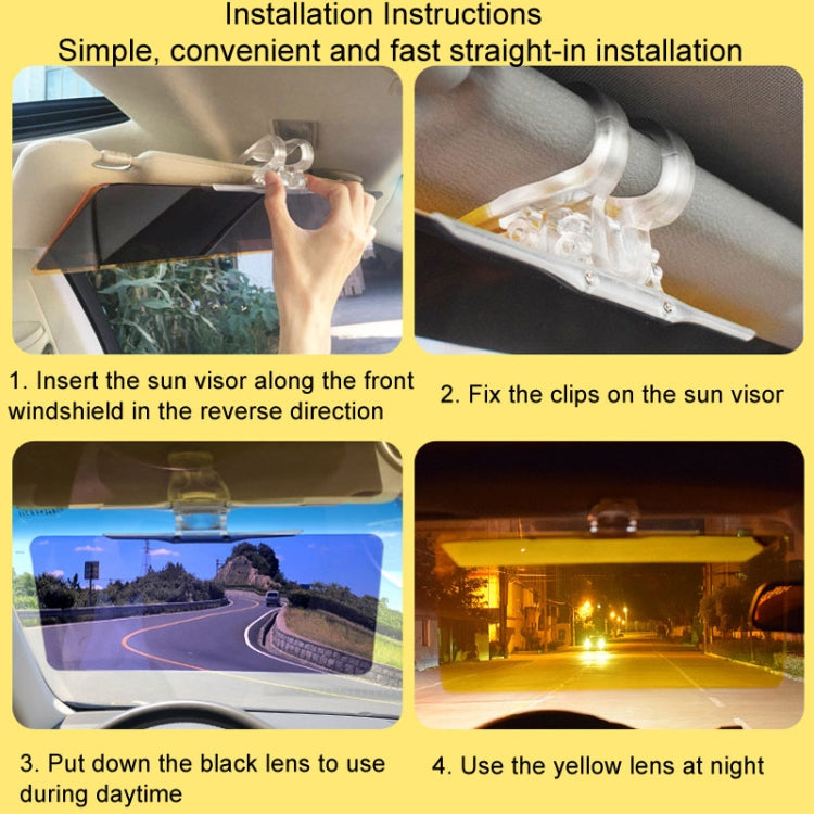 SHUNWEI SD-2301 Car Sun Visor Day Night Anti Glare Visor Adjustable Visor Protection(Yellow) - Sunglasses & Glasses Clips by SHUNWEI | Online Shopping South Africa | PMC TechLife | Buy Now Pay Later Mobicred