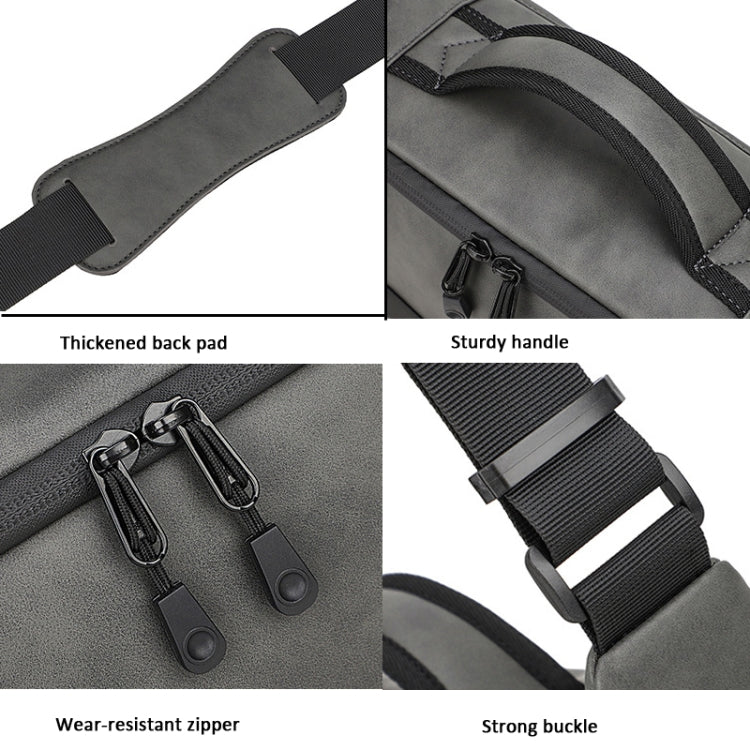 PU Leather Shoulder Crossbody Photography Bag SLR Camera Bag Lens Storage Bag(Gray) - Strap Satchel by PMC TechLife | Online Shopping South Africa | PMC TechLife | Buy Now Pay Later Mobicred
