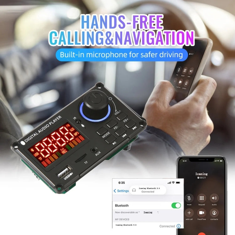 100W 12V TPA3116 Color Screen Power Amplifier Bluetooth Decoder Board With Recording Call(Silicone Remote Control) - Car MP3 & MP4 & MP5 by PMC TechLife | Online Shopping South Africa | PMC TechLife | Buy Now Pay Later Mobicred