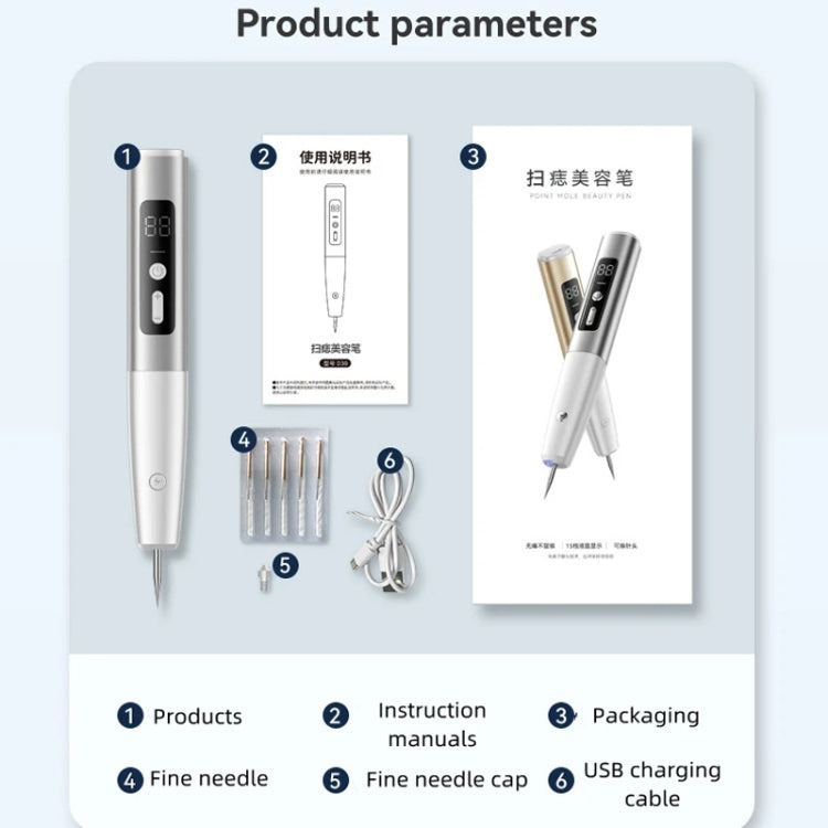 15 Gears Rechargeable Mole Spotting Pen Laser Beauty Instrument Spot Removal Magic Tool(Silver) - free shipping - PMC TechLife - Order now!