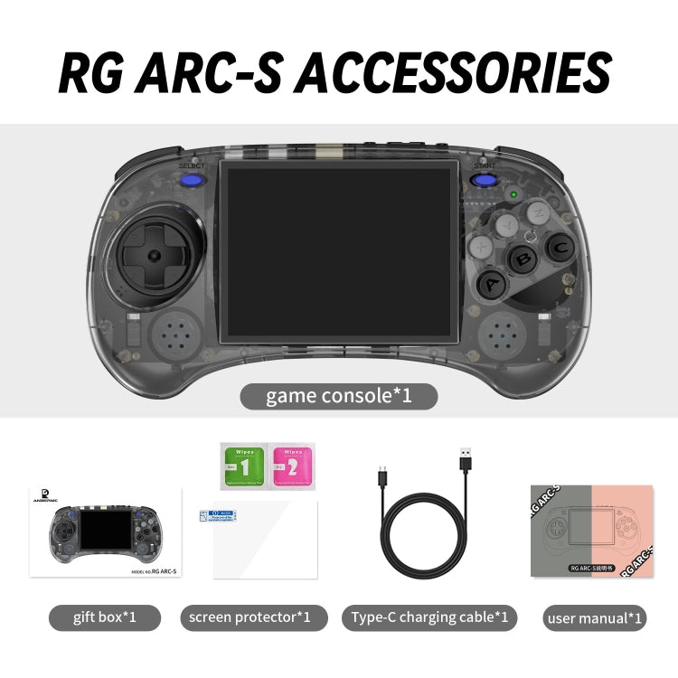ANBERNIC RG ARC-S Handheld Game Console 4-Inch IPS Screen Linux System Portable Video Arcade 128G(Transparent Black) - free shipping - PMC Jewellery - Order now!