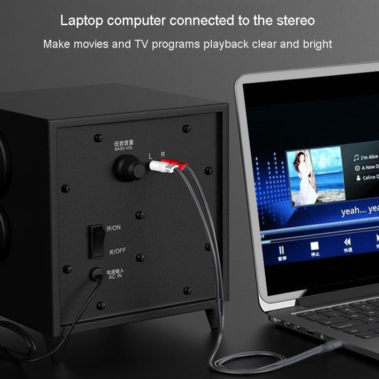 JINGHUA 3.5mm To 2RCA Audio Cable Game Console Outdoor Audio Connection Cable, Size: 20m(Grey) - free shipping - PMC Jewellery - Order now!