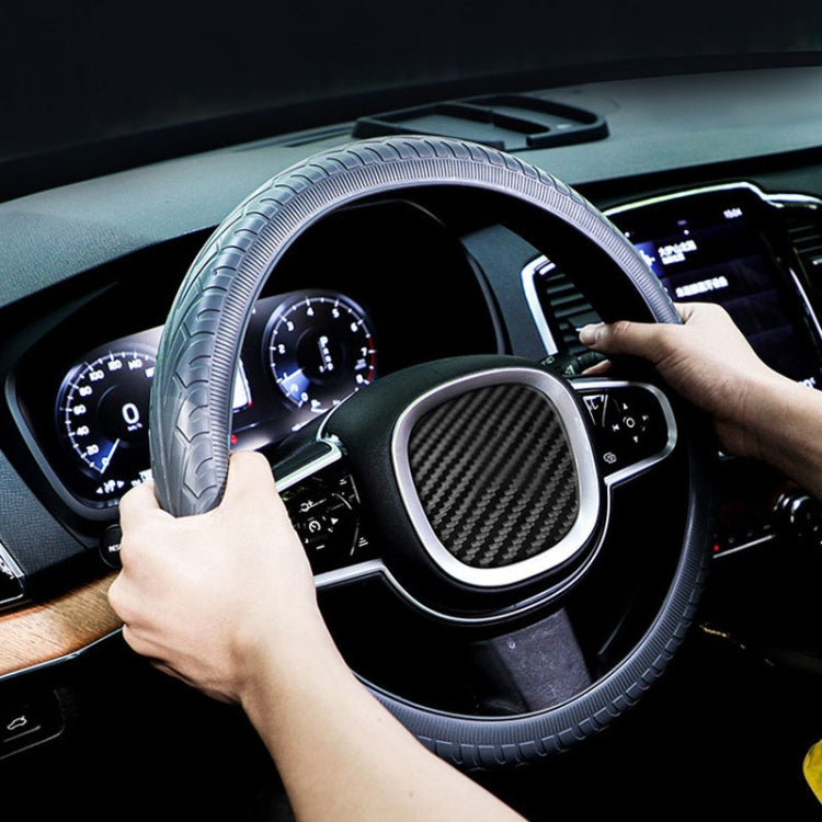 For 36cm-40cm Diameter Steering Wheel Car Silicone Protective Cover Wear Resistant Non-Slip Tire Pattern Driving Grip Sleeve(Beige) - Steering Wheel Accessories by PMC TechLife | Online Shopping South Africa | PMC TechLife | Buy Now Pay Later Mobicred