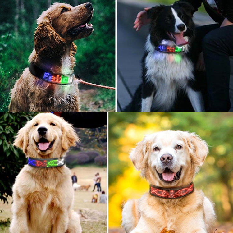 LED Display Pet Collar Rechargeable High Visibility DIY Single Color Collar(Blue) - Collars by PMC TechLife | Online Shopping South Africa | PMC TechLife | Buy Now Pay Later Mobicred