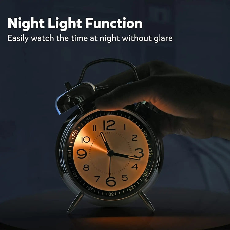 4.5 Inch Electroplated Metal Ring Bell Alarm Clock Quartz Clock With Night Light ?, Style: Blue - Novelty Clock by PMc TechLife | Online Shopping South Africa | PMc TechLife | Buy Now Pay Later Mobicred
