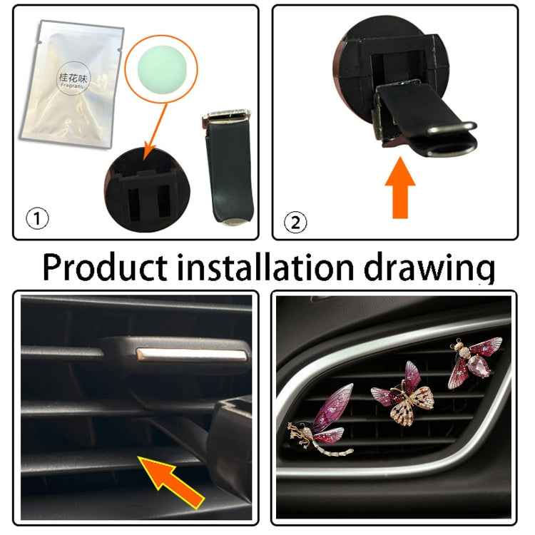 3pcs/set Metal Butterfly Dragonfly Bee Car Air Vent Aromatherapy Decorative Clip(Rose Red) - Air Freshener by PMC TechLife | Online Shopping South Africa | PMC TechLife | Buy Now Pay Later Mobicred