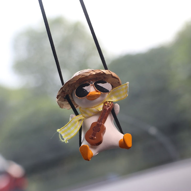 Car Cartoon Duck Rear View Mirror Interior Pendant(Brown Guitar Duck) - Ornaments by PMC TechLife | Online Shopping South Africa | PMC TechLife | Buy Now Pay Later Mobicred