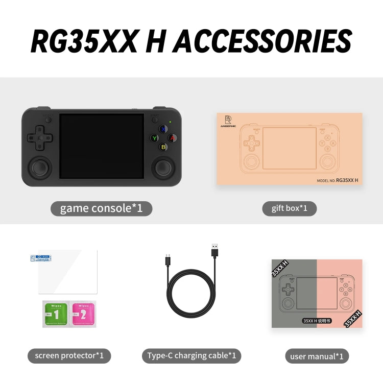 ANBERNIC RG35XX H Handheld Game Console 3.5 Inch IPS Screen Linux System 64GB+128GB(Black) - free shipping - PMC Jewellery - Order now!