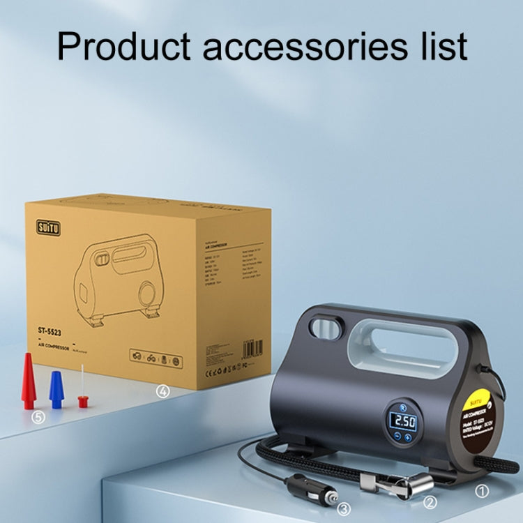 SUITU ST-5523 Vehicle Portable Pneumatic Pump With Cable Powerful Automobile Tire Inflator, Model: Digital - Inflatable Pump by SUITU | Online Shopping South Africa | PMC TechLife
