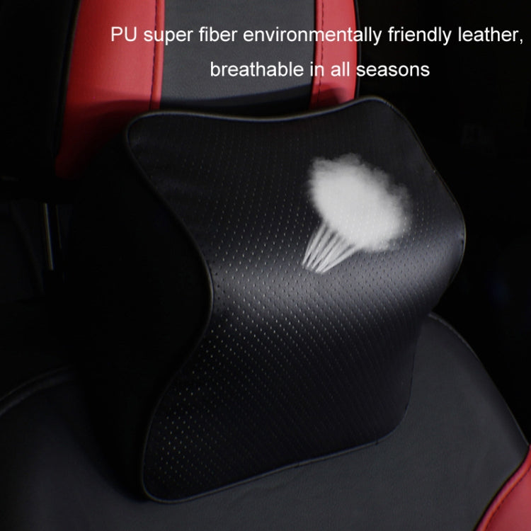 Leather Memory Foam All Season Car Seat Neck Support Cushion Headrest+Waist Pad(Brown) - Seat Accessories by PMC TechLife | Online Shopping South Africa | PMC TechLife | Buy Now Pay Later Mobicred