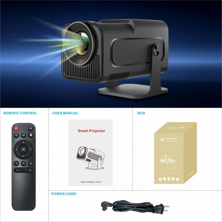 HY320 1080P 390ANSI 4K Android 11 Projector With Wifi 6 Bluetooth 5.0 Support Miracast / Airplay / DLNA UK Plug - LED Projector by PMC TechLife | Online Shopping South Africa | PMC TechLife | Buy Now Pay Later Mobicred
