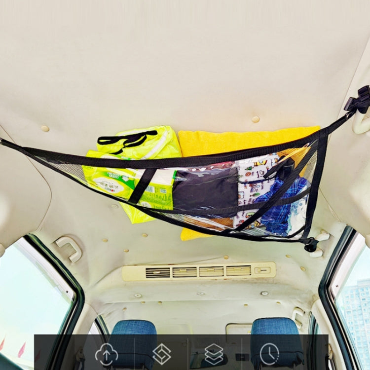 SUV Ceiling Storage Net Car Roof Mesh Storage Bag Suitable For 3-handle Models, Specification: Transparent PVC+Reinforcement Webbing - Stowing Tidying by PMC TechLife | Online Shopping South Africa | PMC TechLife | Buy Now Pay Later Mobicred