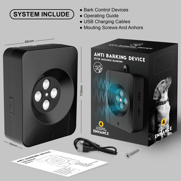 Anti Barking Device for Dogs With 4 Enhanced Ultrasonic Transmitter 3 Adjustable Levels(Black) - Training Aids by PMC TechLife | Online Shopping South Africa | PMC TechLife | Buy Now Pay Later Mobicred