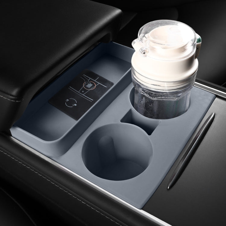 For Tesla Model3/Y Central Water Cup Limiter Silicone Coaster(Gray) - Car Drink Holders by PMC TechLife | Online Shopping South Africa | PMC TechLife | Buy Now Pay Later Mobicred