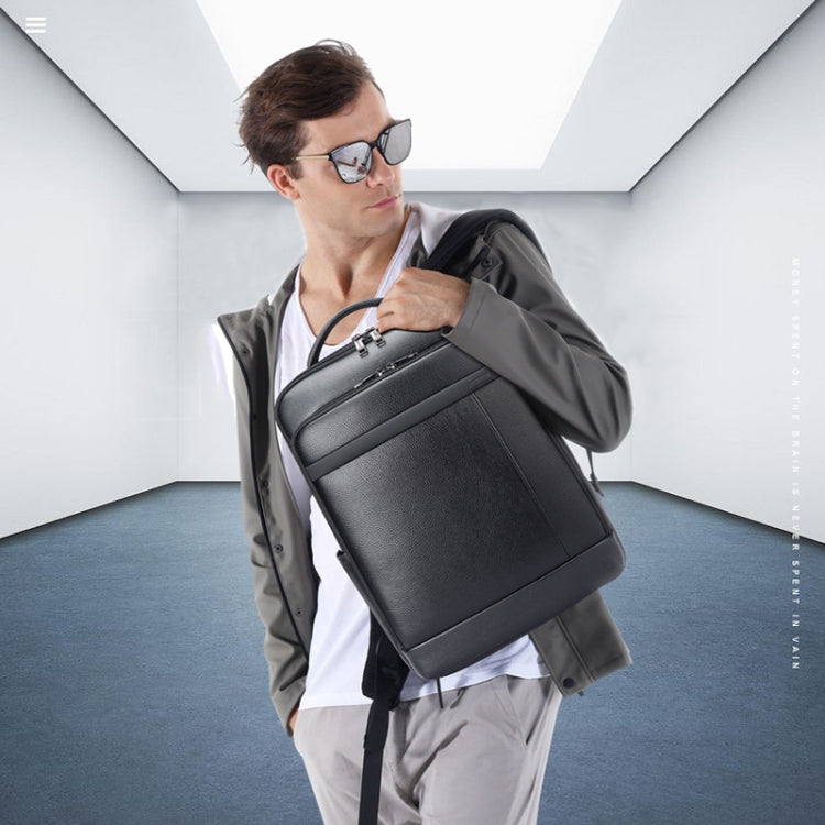 Bopai 61-120761 Large-capacity First-layer Cowhide Business Laptop Backpack With USB+Type-C Port(Black) - free shipping - PMC Jewellery - Order now!