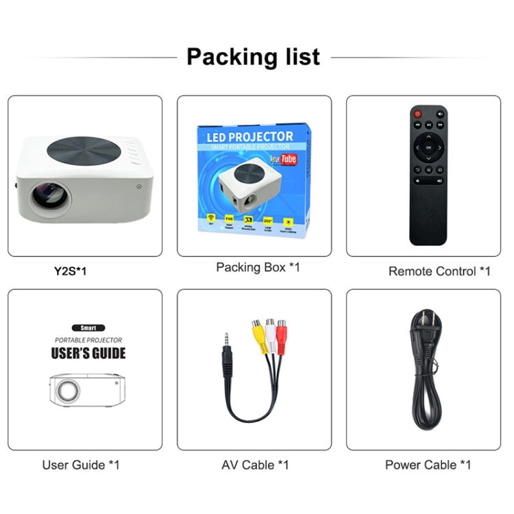 Y2S 1080P Mini LED WiFi Projector Support Wireless Wired Screen Mirroring Youtube Version(UK Plug) - Mini Projector by PMC TechLife | Online Shopping South Africa | PMC TechLife | Buy Now Pay Later Mobicred