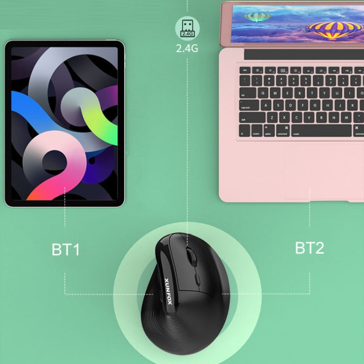 XUNSVFOX H5 Upright Vertical Dual Mode Mouse Rechargeable Wireless Business Office Mouse(Pink) - free shipping - PMC Jewellery - Order now!