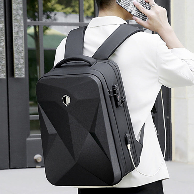 17 inch Password Lock Large Capacity Waterproof Laptop Backpack with USB Port(Dark Gray) - free shipping - PMC Jewellery - Order now!
