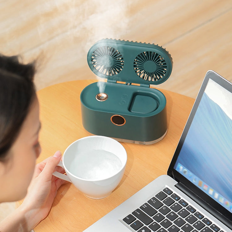 WT-818 Dual-leaf Spray Smart Digital Display Desktop Fan Night Light Humidification Cooler(Green) - Electric Fans by PMC TechLife | Online Shopping South Africa | PMC TechLife | Buy Now Pay Later Mobicred