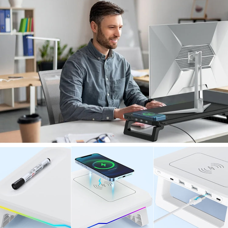 RGB Computer Monitor Stand Riser 3 USB 2.0 +1 Type-C Ports, Spec: Wireless Charging Black - Laptop Stand by PMC Jewellery | Online Shopping South Africa | PMC Jewellery | Buy Now Pay Later Mobicred