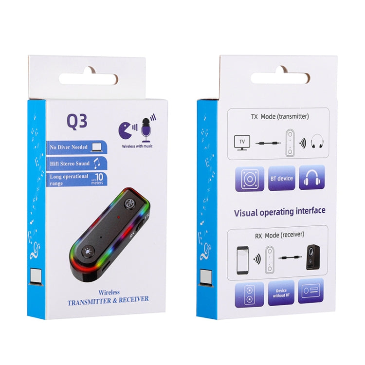 Q3 2-in-1 RGB Light Bluetooth Audio Receiver Launcher Car Audio Adapter - free shipping - PMC TechLife - Order now!