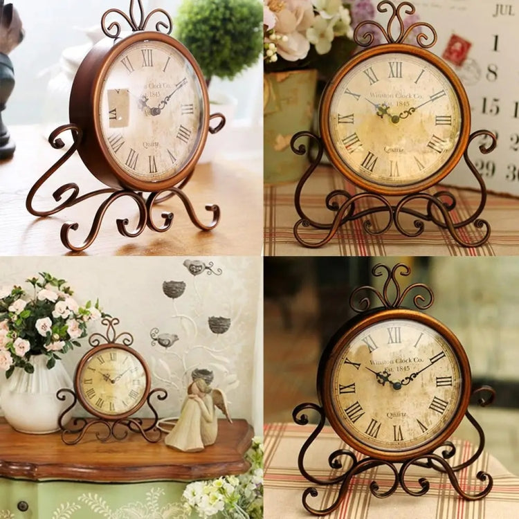 Iron Mute Clock Retro Living Room Decoration Clock(Brown) - Wall Clock by PMc TechLife | Online Shopping South Africa | PMc TechLife | Buy Now Pay Later Mobicred