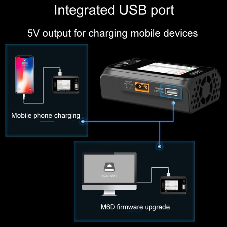 ToolkitRC M6D 500W Toy Airplane Dual Channel Li-Po Battery Balance Charger(Black) - free shipping - PMC Jewellery - Order now!