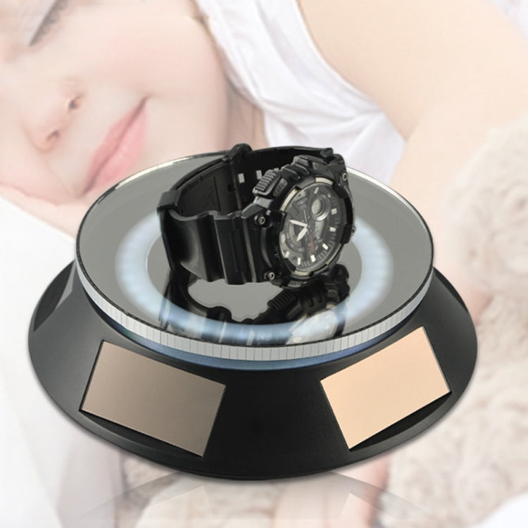 14cm Solar Energy Spinning Display Stand with LED Light for Jewelry Crystal Product Display, Style: Black Transparent - by PMC TechLife | Online Shopping South Africa | PMC TechLife | Buy Now Pay Later Mobicred