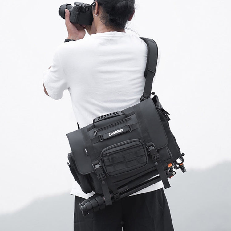 Cwatcun D115 Shoulder Crossbody Waterproof Leather Film DSLR Camera Bag, Color: Black Large - free shipping - PMC TechLife - Order now!