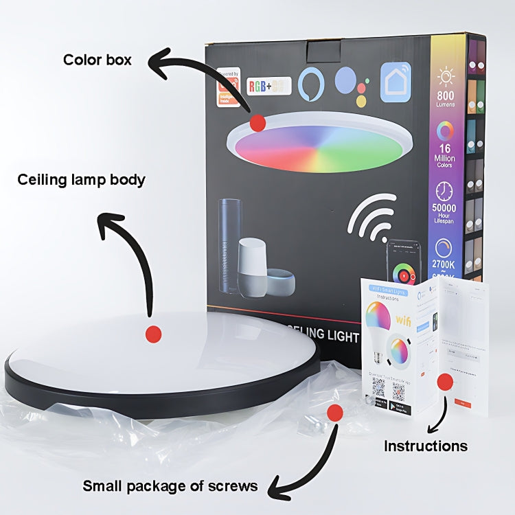 24W 30cm RGBCW Full Color Smart WiFi Tuya Ceiling Light with Remote Control - Smart Light Bulbs by PMC TechLife | Online Shopping South Africa | PMC TechLife | Buy Now Pay Later Mobicred