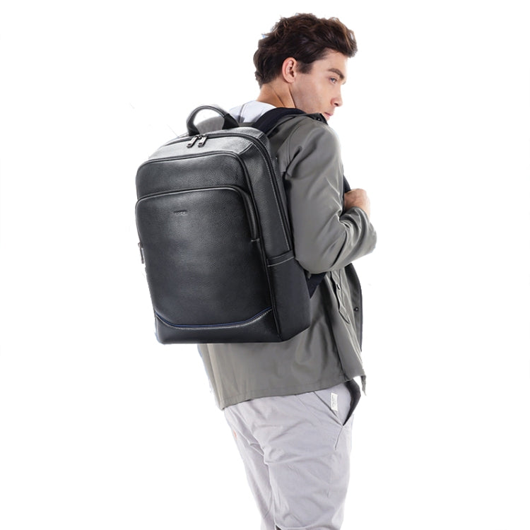 Bopai 61-121671A Top-Layer Cowhide Large-Capacity Casual Business Laptop Backpack(Black) - free shipping - PMC Jewellery - Order now!