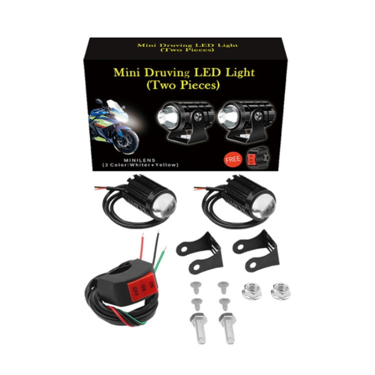 1pair 12V-85V Motorcycle Headlights Dual-color Automotive LED Working Headlights, Color: Yellow + White Light With Flashing - Work Lights by PMC TechLife | Online Shopping South Africa | PMC TechLife | Buy Now Pay Later Mobicred