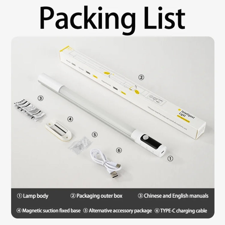 Rechargeable Under Cabinet LED Motion Sensor Night Light with Digital Display 1200mAH(Black) - Sensor LED Lights by PMC TechLife | Online Shopping South Africa | PMC TechLife | Buy Now Pay Later Mobicred