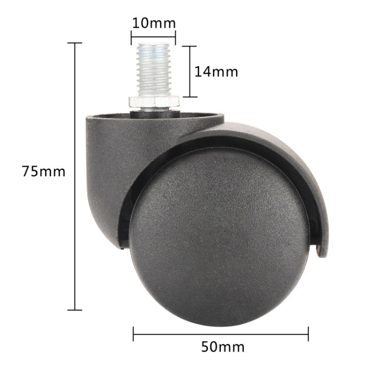 M10 Screw Quiet Swivel Chair Universal Wheels Office Chair Roller Casters(Black) - Furniture Accessories by PMc TechLife | Online Shopping South Africa | PMc TechLife | Buy Now Pay Later Mobicred
