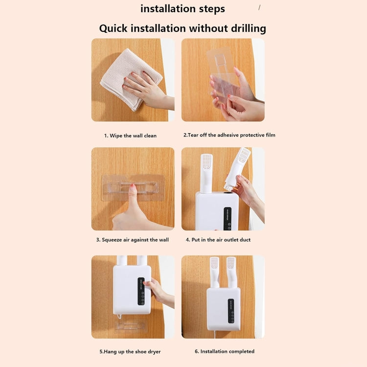 140W Boot Dryer Wall Mounted Shoes Warmer Heater, 3 Gear Timing, 360 Degree Rotating Air Outlet UK Plug(White) - free shipping - PMC TechLife - Order now!