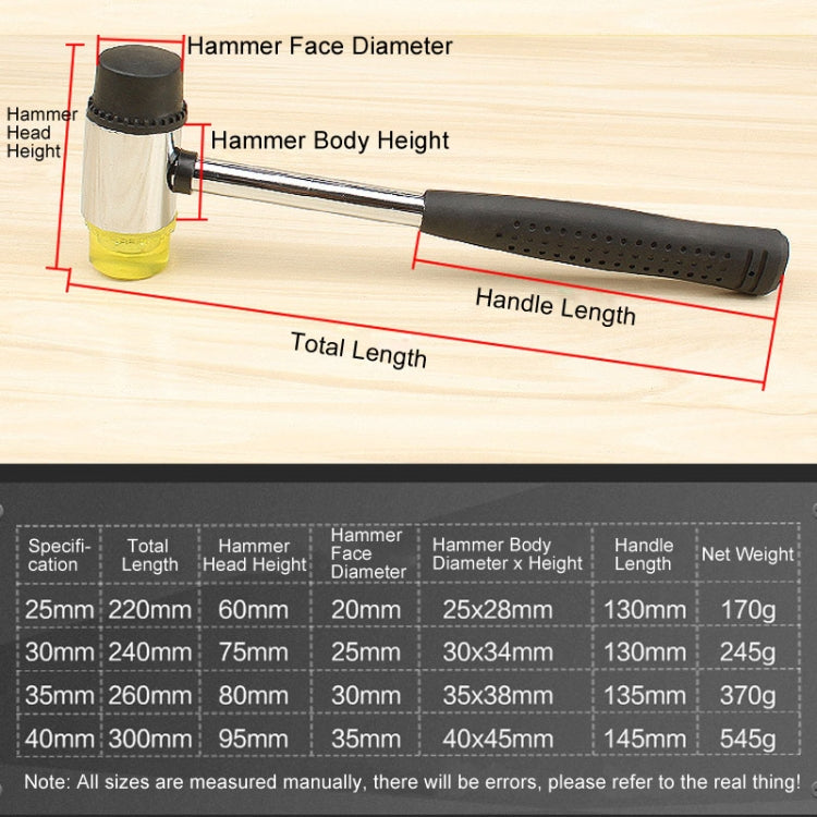 40mm No Bounce Mounting Hammer Handmade DIY Double Face Tap Rubber Hammer - Hammer by PMC TechLife | Online Shopping South Africa | PMC TechLife | Buy Now Pay Later Mobicred